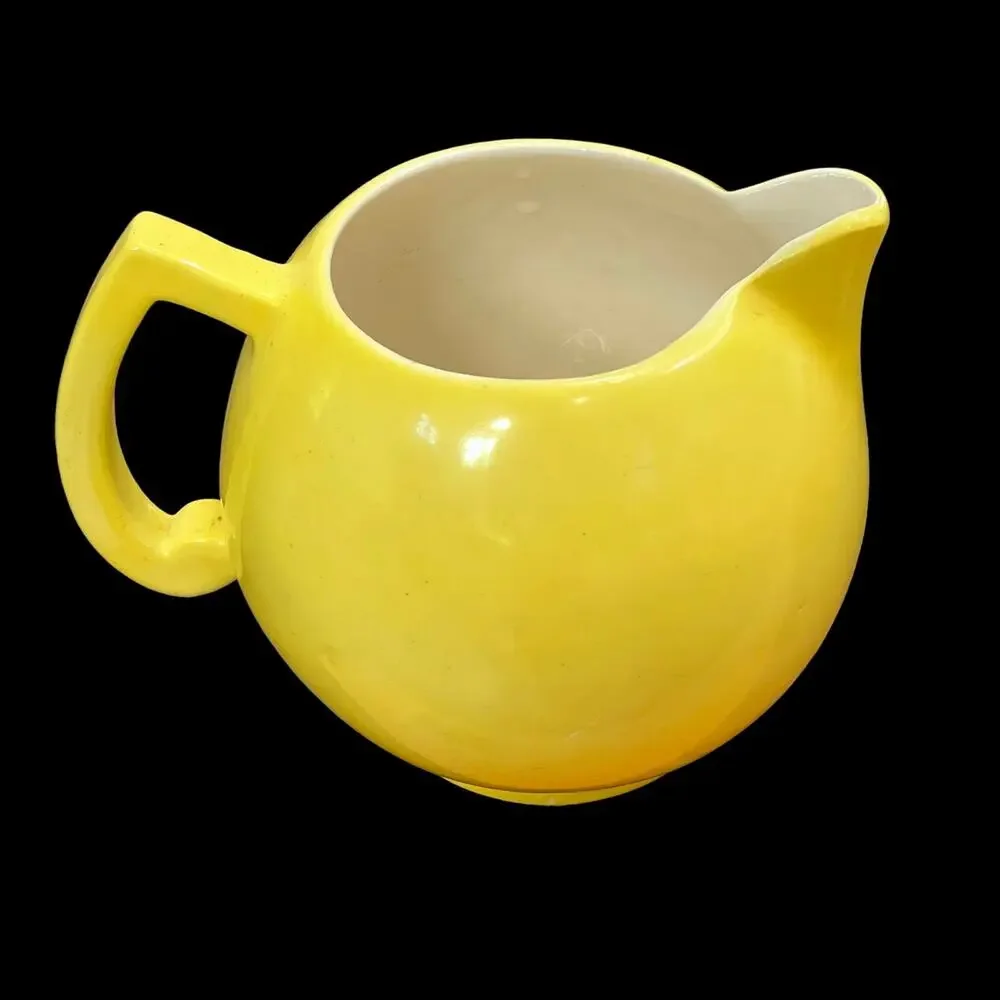 Vintage Yellow Ball Creamer Pitcher Czechoslovakia Mid Century Art Deco READ